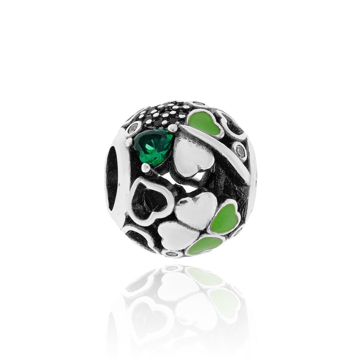 Srebrna zawieszka do bransoletki koniczynka z cyrkoniami pr. 925