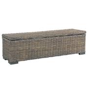 Meble do przedpokoju - vidaXL Skrzynia, 120 cm, szara, rattan kubu i lite drewno mango vidaXL - miniaturka - grafika 1