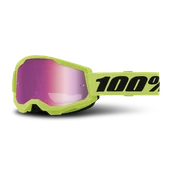 Gogle i okulary motocyklowe - Gogle Cross Dziecięce 100% Strata 2 Neonowy Żółty - miniaturka - grafika 1