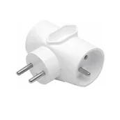 Przedłużacze i rozgałęźniki - Rozgałęźnik 2 gniazda z uziemieniem okrągłe + 1 gniazdo bez uziemienia płaskie 2x2p+1x2p - miniaturka - grafika 1