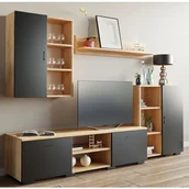 Komplety wypoczynkowe - Nowoczesna meblościanka dąb artisan + czarny A9-M41 - miniaturka - grafika 1