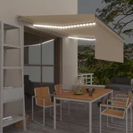 Markizy - VidaXL Lumarko Ręcznie zwijana markiza z zasłoną i LED, 4x3 m, kremowa  3069422 VidaXL - miniaturka - grafika 1