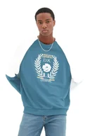 Bluzy męskie - TRENDYOL MAN BLUZA MĘSKA Z NADRUKIEM NIEBIESKA Z BIAŁYMI RĘKAWAMI M 5DA - miniaturka - grafika 1