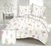 Pościel - Pościel satyna korowana 160x200 biała kolorowa kwiatowa łąka - miniaturka - grafika 1