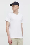 Koszulki męskie - Superdry t-shirt bawełniany męski kolor biały gładki - miniaturka - grafika 1