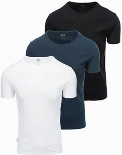 Zestaw męskich t-shirtów bawełnianych BASIC z okrągłym dekoltem czarny/biały/granatowy V1 OM-TSBS-0232 L - Koszulki męskie - miniaturka - grafika 1