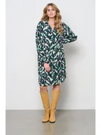 Sukienki - Co Woman Sukienka "Alonsa" w kolorze szaro-kremowo-turkusowym - miniaturka - grafika 1