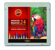 Przybory szkolne - Koh-I-Noor Kredki Progresso Aquarell 24 kolory w metalowej kasetce - miniaturka - grafika 1