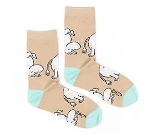 Moomintroll Happiness damskie skarpety Muminki, beżowe, EU 36-42, Beżowy, jasnoniebieski - Skarpetki damskie - miniaturka - grafika 1
