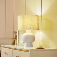 Lampy stojące - Lampa stołowa Lindby Arved, biały, tekstylny, ceramiczny, 46 cm - miniaturka - grafika 1