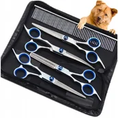Maszynki i nożyczki dla psów - NOŻYCZKI DO STRZYŻENIA PSÓW KOTÓW OBCINANIA GRZEBIEŃ ZESTAW GROOMERSKI ETUI - miniaturka - grafika 1