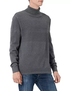 SELECTED HOMME SLHMAINE LS Knit ROLL Noos sweter męski, ciemnoszary, melanż, M, ciemnoszary melanż, M - Swetry męskie - miniaturka - grafika 1
