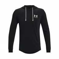 Bluzy sportowe męskie - Męska bluza dresowa nierozpinana z kapturem UNDER ARMOUR UA RIVAL TERRY LC HD - czarna - miniaturka - grafika 1