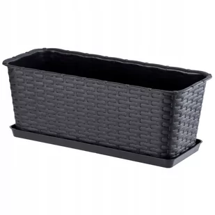 Doniczka balkonowa rattanowa z podstawką Frette 40 cm, antracyt - Donice - miniaturka - grafika 1