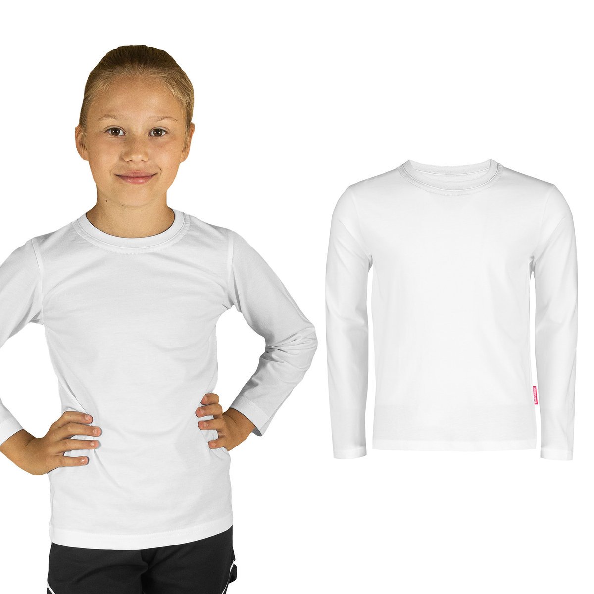 Bluzka Dziecięca Długi Rękaw Biała Bawełniana Dla Chłopca Dziewczynki Koszulka Z Długim Rękawem 134