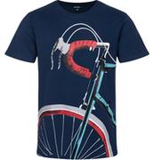 Koszulki męskie - Męski t-shirt z krótkim rękawem, z rowerem, granatowy - miniaturka - grafika 1