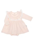 Body dla niemowląt - Dziewczęce sukienko-body łososiowe Nicol r.80 - miniaturka - grafika 1