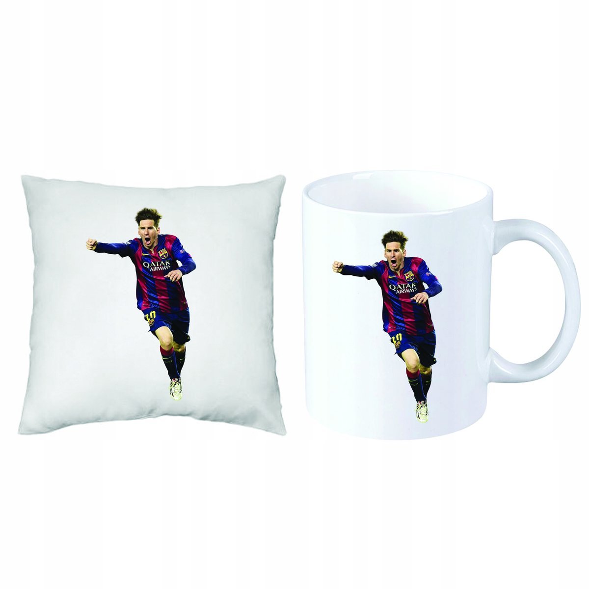 ZESTAW PREZENT PODUSZKA + KUBEK Lionel Messi +IMIĘ