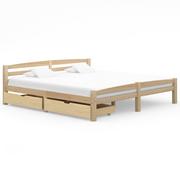 Łóżka - vidaXL Lumarko Rama łóżka z 2 szufladami, lite drewno sosnowe, 180x200 cm 3060386 - miniaturka - grafika 1