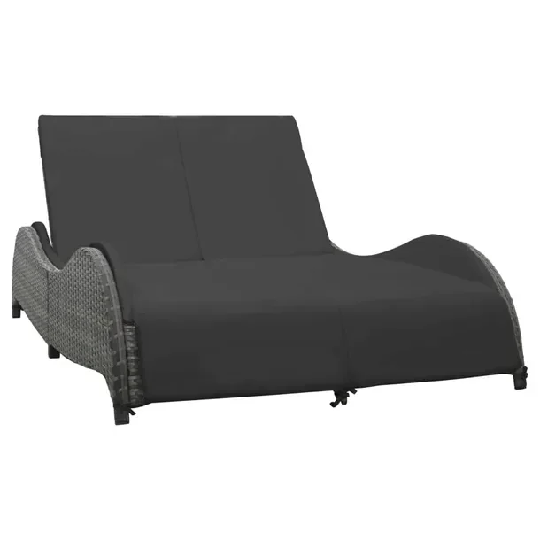 Leżak 2-osobowy z polirattanu antracytowy 200 x 132 x 45 cm