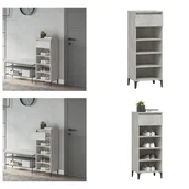 Szafki na buty - vidaXL Stojak na buty betonowy szary 40x36x105 cm materiał drewnopochodny - Stojak na buty - Półki na buty - Przechowywanie butów - Szafka na buty - miniaturka - grafika 1