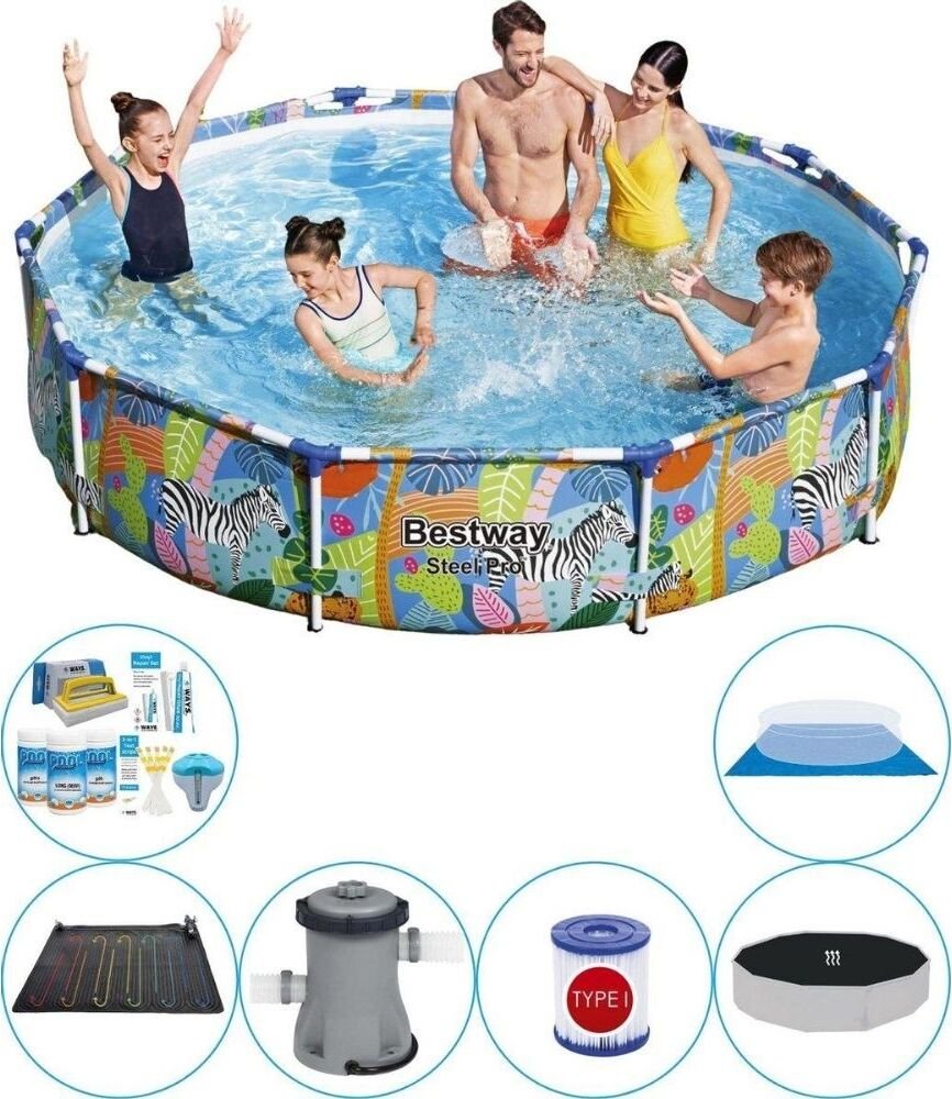 Bestway Steel Pro 305x66 cm Animals Round - komfortowy pakiet na basen