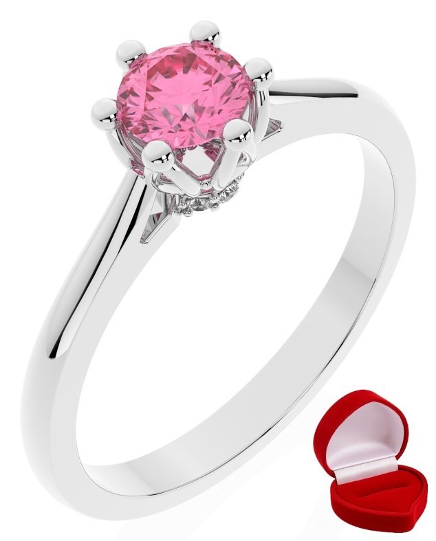 ZŁOTY PIERŚCIONEK ZARĘCZYNOWY 585 14k SZAFIR 0,30 ct BIAŁE ZŁOTO R27