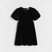 Sukienki i spódniczki dla dziewczynek - Reserved - Welurowa sukienka - Czarny - miniaturka - grafika 1