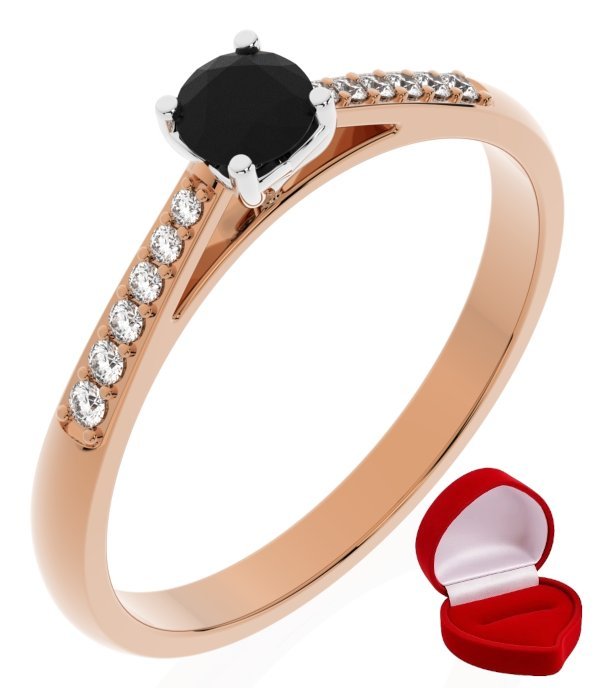 ZŁOTY PIERŚCIONEK ZARĘCZYNOWY 585 14k BRYLANT CZ. 0,24 ct RÓŻOWE ZŁOTO R15