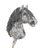 Zabawki i gry sportowe - Hobby Horse Duży koń na kiju Premium - siwek jabłkowity z siwą grzywą A3 - miniaturka - grafika 1