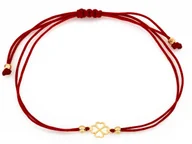 Bransoletki - Bransoletka złota 585 koniczynka na czerwonym sznurku 0.46g - miniaturka - grafika 1