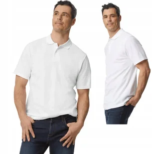 Koszulka POLO Polówka Męska BAWEŁNA Double Pique Gildan 64800 BIAŁA 2XL - Koszulki męskie - miniaturka - grafika 1
