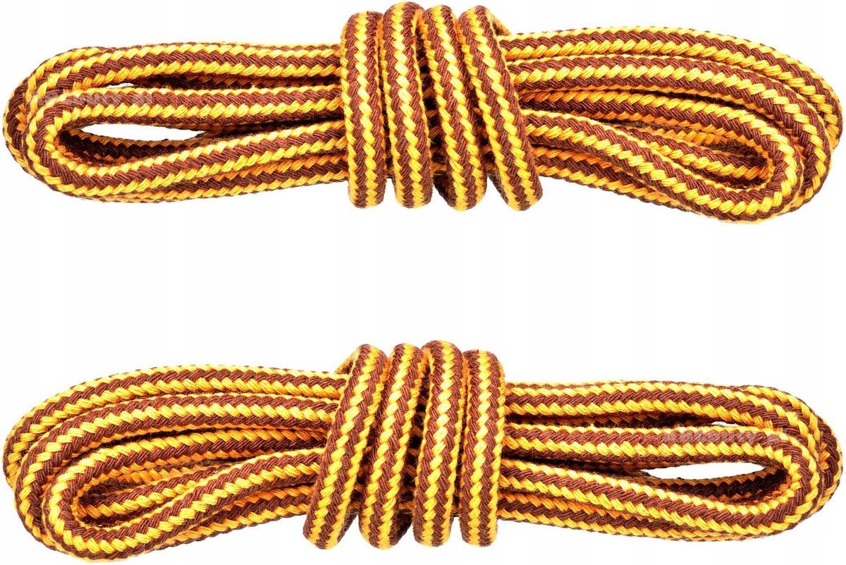 ŻÓŁTO-BRĄZOWE Sznurówki TREKKINGOWE 75 cm Okrągłe 5 mm SZNUROWADŁA G9-64