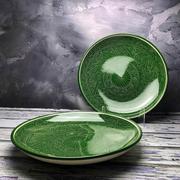 Kubki - Duży talerz ceramiczny Lagan, ręcznie zdobiony „Zielona trawa” o średnicy 32cm - miniaturka - grafika 1
