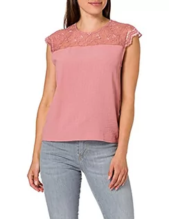 Koszulki i topy damskie - Vila Damska koszulka Vilovie Capsleeve Lace Top T-Shirt, Stara Ró?a, 38 PL - grafika 1