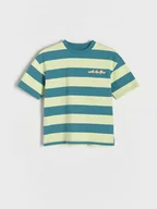 Koszulki dla chłopców - Reserved - T-shirt oversize w paski - jasnozielony - miniaturka - grafika 1