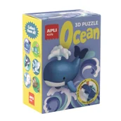 Figurki dla dzieci - Samoprzylepne puzzle 3D figurka z kartonu Apli Kids Ocean - Wieloryb 6 lat+ - miniaturka - grafika 1