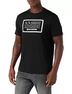 Koszulki męskie - Armani Exchange Męski T-Shirt Regular Fit Box Logo Pima Cotton Tee, czarny, XXL - miniaturka - grafika 1