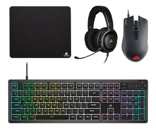 Corsair 4 in 1 Gaming Bundle K55 Core + Harpoon Pro + MM100 + HS35 - Zestawy myszka + klawiatura - miniaturka - grafika 1