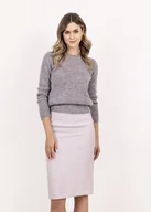 Swetry damskie - Klasyczny sweter półgolf - SWE324 szary MKM - miniaturka - grafika 1