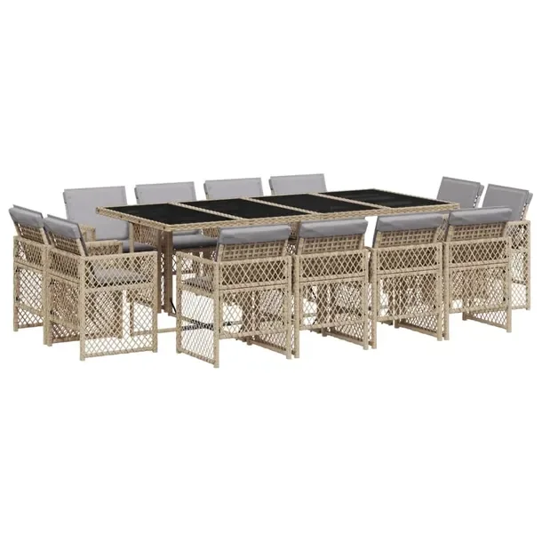 Zestaw Mebli Ogrodowych Rattan PE Stół 220x106x73cm, Krzesła 50,5x54x79c