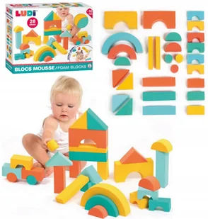 Zestaw kolorowych klocków piankowych miękkie klocki 28 el. 10m+ LUDI - Zabawki i gry sportowe - miniaturka - grafika 1
