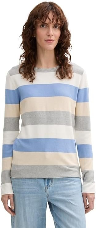 TOM TAILOR SWETER W PASKI Z DŁUGIM RĘKAWEM DAMSKI PROSTY XL JQA