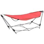 Hamaki - vidaXL Hamak ze składanym stojakiem, czerwony - miniaturka - grafika 1