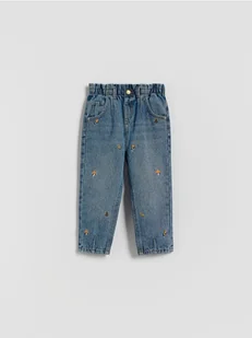 Reserved - Jeansy paperbag z haftem - niebieski - Spodnie i spodenki dla dziewczynek - miniaturka - grafika 1