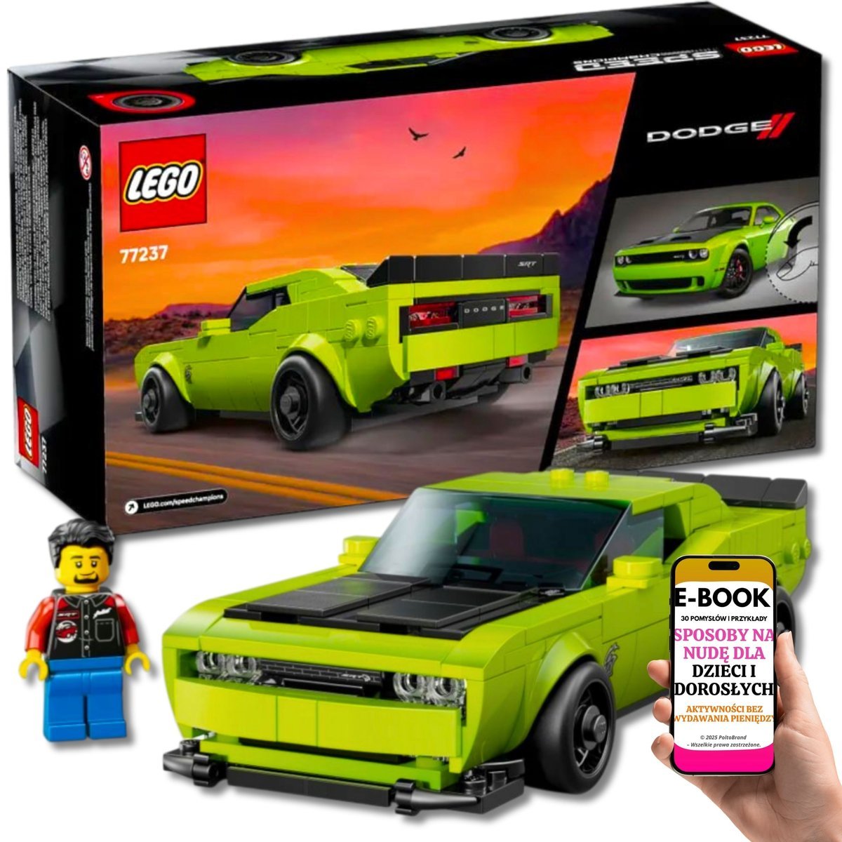LEGO PREZENT DLA CHŁOPCA 9+ LEGO DODGE CHALLENGER Hellcat (77237) Autko Lego Auto Na Urodziny Święta + EBOOK-3