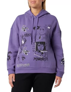 Koton Damska bluza z kapturem oversized Anime Printed Long Sleeve, fioletowy (397), m - Bluzy damskie - miniaturka - grafika 1
