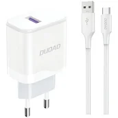 Ładowarki do telefonów - Ładowarka sieciowa Dudao A20EU USB-A 18W - biaa + kabel USB-A - USB-C - miniaturka - grafika 1