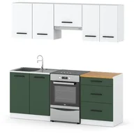 Meble kuchenne - Kuchnia Mała 2.0m Modułowa Nowoczesna Z Blatem Biały Biały Butelkowa Zieleń - miniaturka - grafika 1