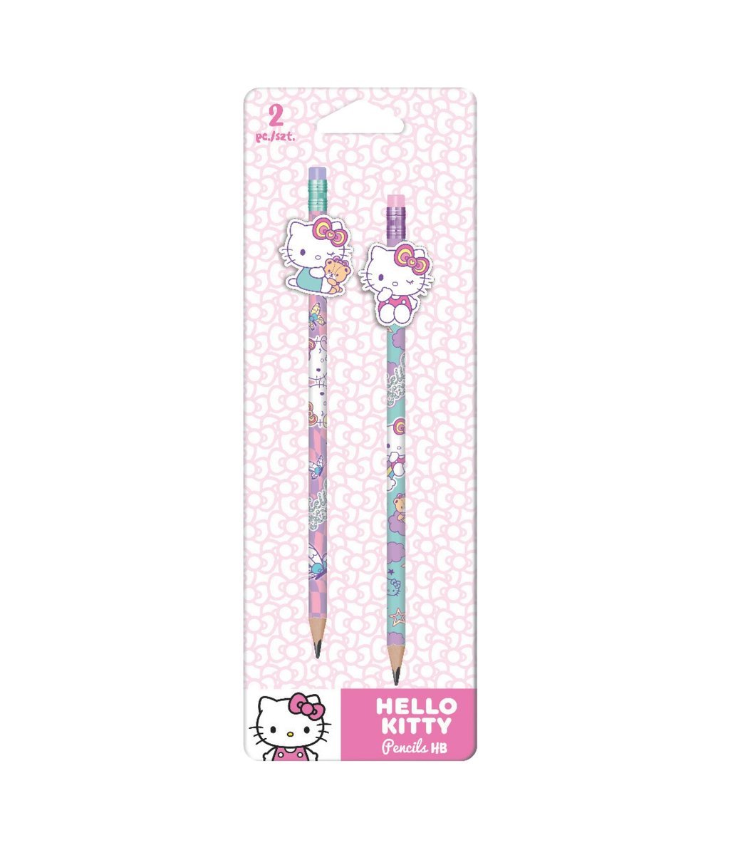 Ołówki z gumową nakładką Hello Kitty wzór 3 Pink blister 2 szt.